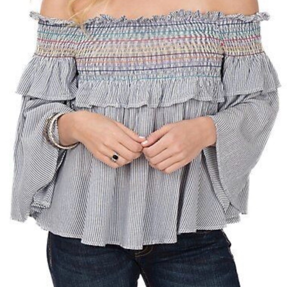 Vintage Havana Multicolor Striped Off-Shoulder Blouse